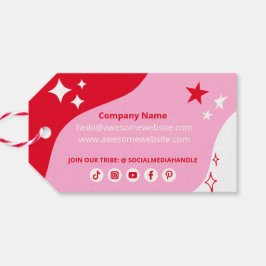 Etiqueta Para Presente Vermelho rosa Estrelas personalizadas Logotipo com