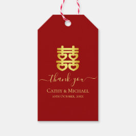 Etiqueta Para Presente Vermelho vintage casamento chinês coração dupla fe