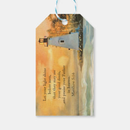 Etiqueta Para Presente Versículo Inspirador da Bíblia Farol Pôr do Sol