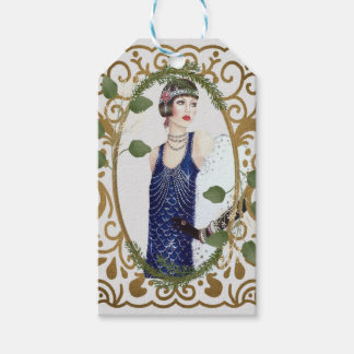 Etiqueta Para Presente Vestido Azul Vintage Anos 1920 Flapper Art Deco Mu