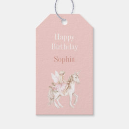 Etiqueta Para Presente Vestido com Asas de Fada Rosa Bege Fofo Unicórnio 