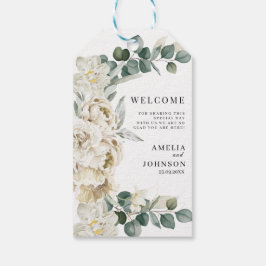 Etiqueta Para Presente Vestido do casamento floral branco elegante