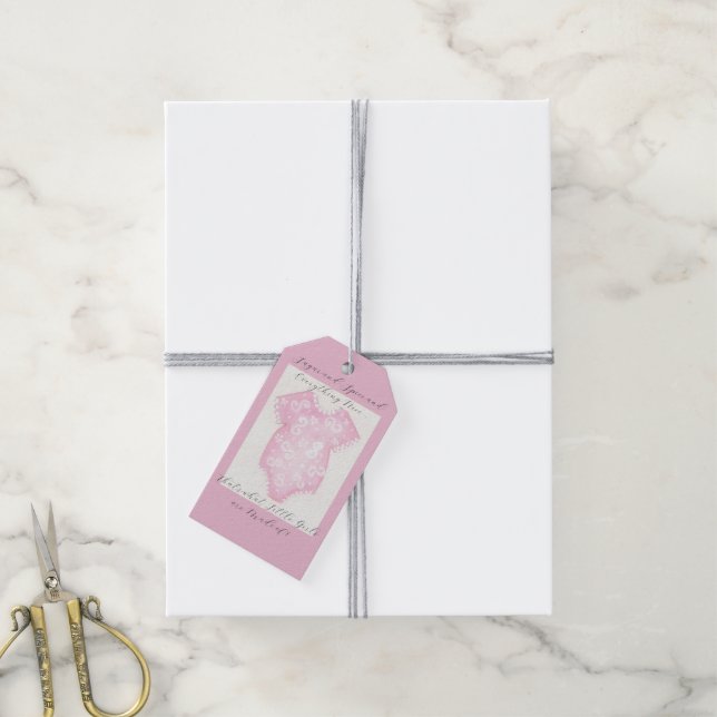 Etiqueta Para Presente Vestido Rosa Bebê (Com cordão)