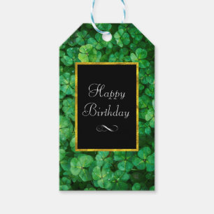 Etiqueta Para Presente Vestuário Verde com Foil FAUX Gold Frame Anivers