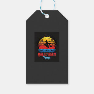 Etiqueta Para Presente Vetor de Bruxa de Pôr do Sol de Halloween