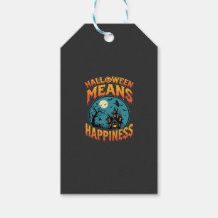 Etiqueta Para Presente Vetor de Casa Assombrada Feliz Halloween