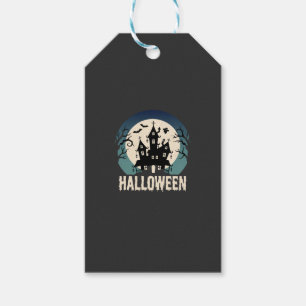 Etiqueta Para Presente Vetor de Luar de Casa Assombrada de Halloween