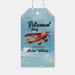 Etiqueta Para Presente Viagem de aposentadoria - Vintage de avião vermelh