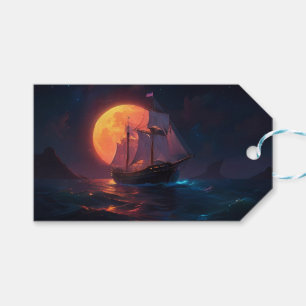 Etiqueta Para Presente Viagem sob um Céu Radiante enluarado