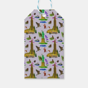 Etiqueta Para Presente Viagens vintage Skyline New York Liberty Autumn