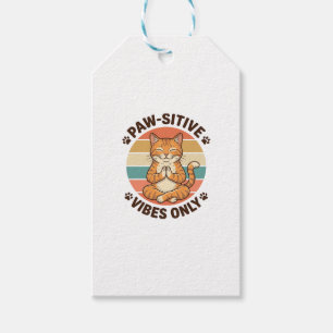 Etiqueta Para Presente Vibrações Positivas Apenas Gato Meditando Design R