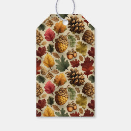 Etiqueta Para Presente Vibrant Red Orange Pinecones Acorns