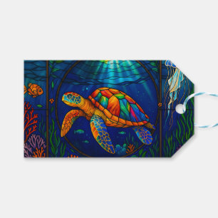 Etiqueta Para Presente Vibrante Design de Tartaruga Marinha em Vidro Colo