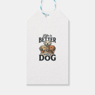Etiqueta Para Presente Vida Antiga É Melhor Com um Cão Desenho Vetorial_1