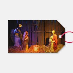 Etiqueta Para Presente Vídeo de Natal da Cena de Natividade em Washingto