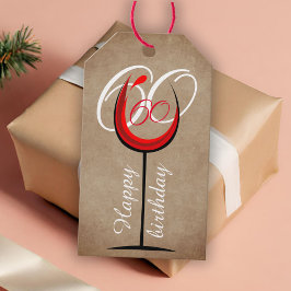 Etiqueta Para Presente Vidro Rustic Red Wine Script 60º Aniversário