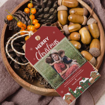 Vila Festiva Vermelha Feliz Foto de Natal