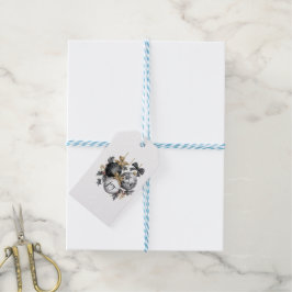 Etiqueta Para Presente Vinheta de Natal Elegante Preto e Branco