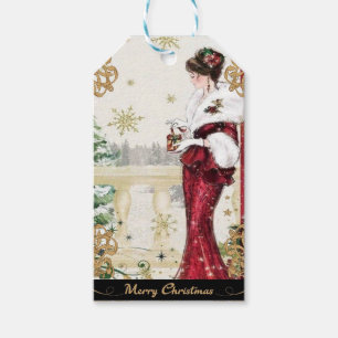 Etiqueta Para Presente Vintage 1920 em Red Winter Dress