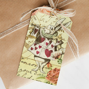 Etiqueta Para Presente Vintage Alice no Coelho Branco da Maravilha