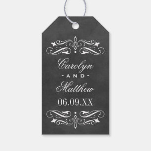 Etiqueta Para Presente Vintage Black Chalkboard Flourish Wedish