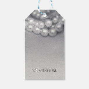 Etiqueta Para Presente Vintage Black & White Elegant Pearls Casamento Chi