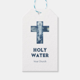 Etiqueta Para Presente Vintage Blue Jesus Cruzando Cristianismo Santa Águ