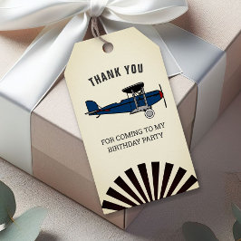 Etiqueta Para Presente Vintage Blue Retro Airplane Favor de Festa de aniv