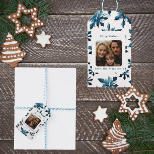 Etiqueta Para Presente Vintage Blue Snowflake Sticker