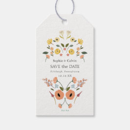 Etiqueta Para Presente Vintage Bohemian Floral Photo Save the Date Tags