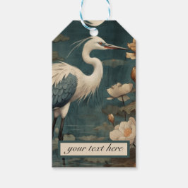 Etiqueta Para Presente Vintage botanical blue crane personalizável