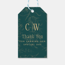 Etiqueta Para Presente Vintage BOTANICAL TEAL DOURADO Favor do Casamento