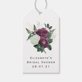 Etiqueta Para Presente Vintage Burgundy Plum Shabby-Chic Floral e Renda
