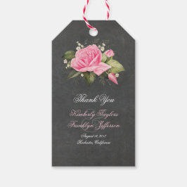 Etiqueta Para Presente Vintage Chalkboard Pink Flowers Casamento