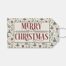 Etiqueta Para Presente Vintage Christmas Ornaments on Cream