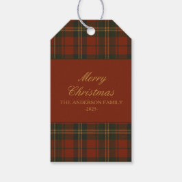 Etiqueta Para Presente Vintage Christmas Plaid Classic Custom Family Name