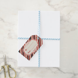 Etiqueta Para Presente Vintage Christmas Snowflake Speckled Stripes