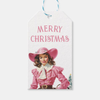 Etiqueta Para Presente Vintage Cowgirl Natal