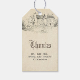 Etiqueta Para Presente Vintage de Casamento de Fairytale do Castelo Antig