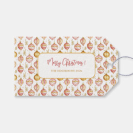 Etiqueta Para Presente Vintage de Natal para ornamentos Dourados Rosa