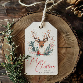 Etiqueta Para Presente Vintage Deer Merry Christmas Gift Tag