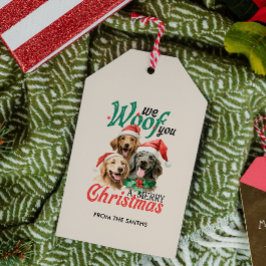 ETIQUETA PARA PRESENTE VINTAGE DOG WOF MERRY CHRISTMAS LABRADOR