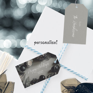 Etiqueta Para Presente Vintage Enfeites de natal pretos com fita