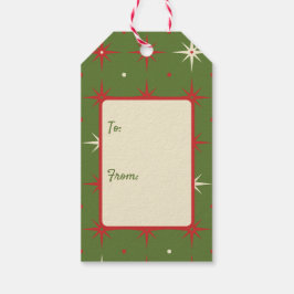 Etiqueta Para Presente Vintage - Estrela de Natal Verde Contemporânea e B