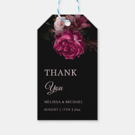 Etiqueta Para Presente Vintage Fine Art Dark Floral Wedding Thank You