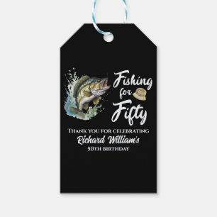Etiqueta Para Presente Vintage Fisheries Themed 50th Festa de aniversário