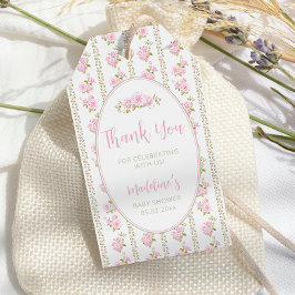 Etiqueta Para Presente Vintage Floral Pink Rose Baby Shower