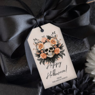 Etiqueta Para Presente Vintage Floral Skull Personalizado
