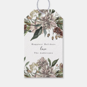 Etiqueta Para Presente Vintage Floral Watercolor com Etiqueta de Presente
