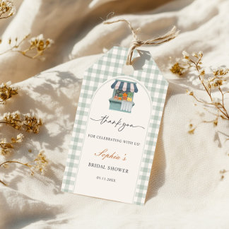 Etiqueta Para Presente Vintage Fresco no Mercado Gingram Chá de Noiva